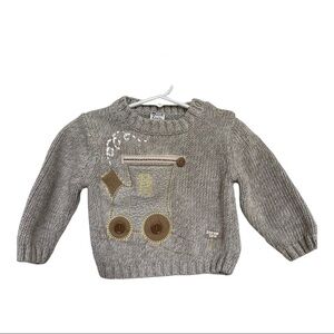 Sarah Louise Sweater Boys Toddler  Beige Train Cotton Knit Jumper 12 Months flaw